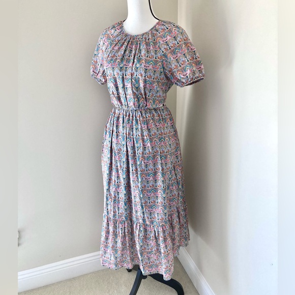 J CREW LIBERTY Fabric CUTOUT ORGANIC COTTON GIORGIA DUKE PRINT Midi DRESS Size 6 - Picture 10 of 15